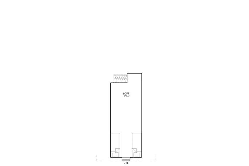 Planritning loftplan fjällstuga med loft 88 kvm Abisko 111 loft